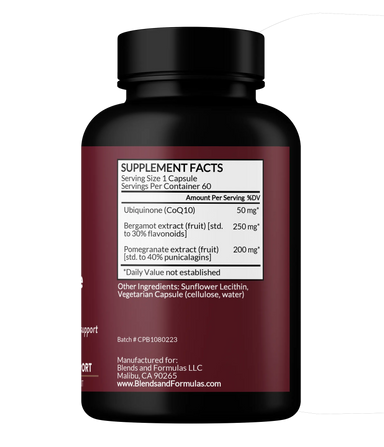 Liposomal CoQ10 Bergamot Pomegranate Ubiquinol Natural Circulation Cholesterol Cardiovascular Support