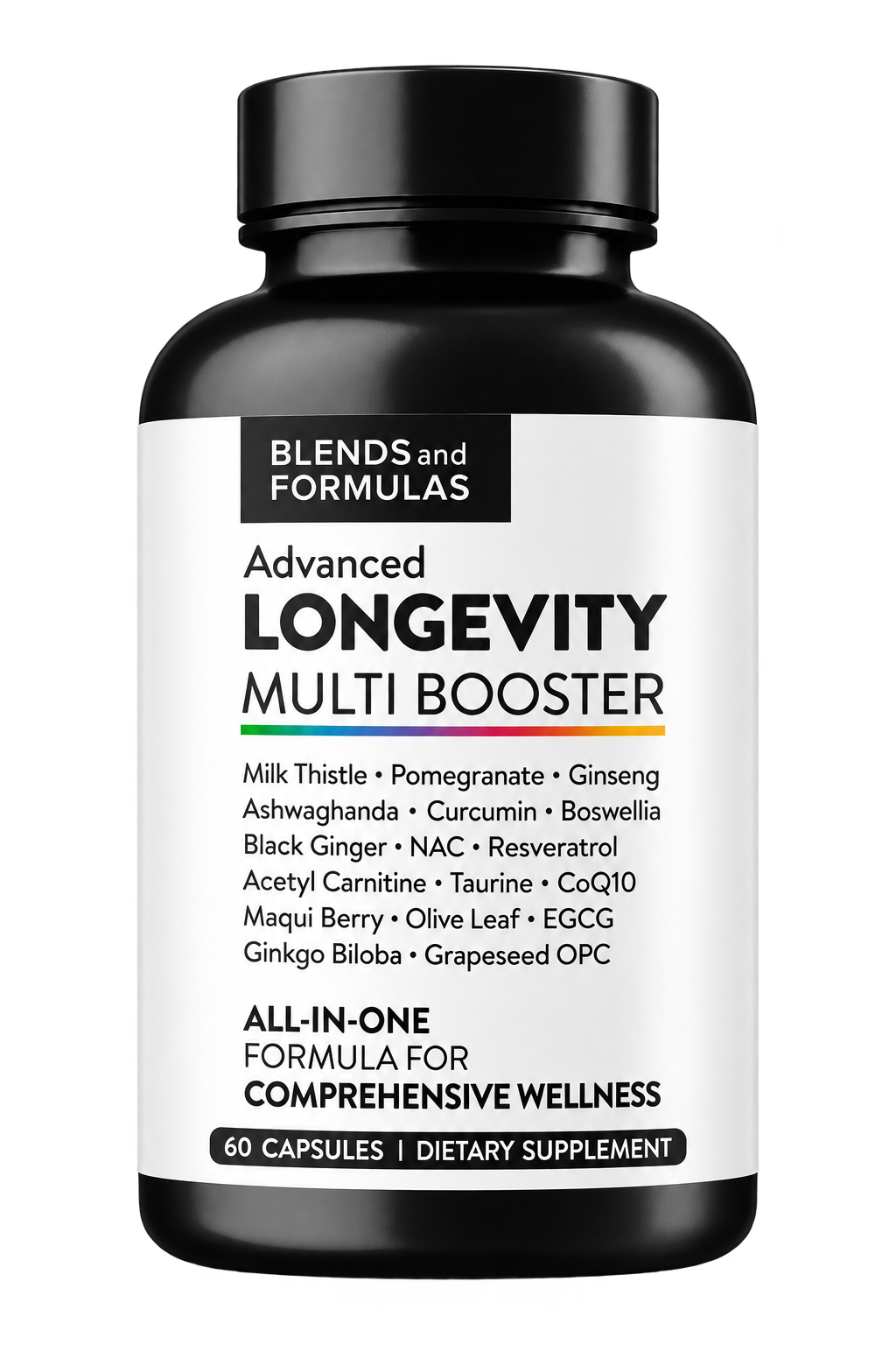 Blends and Formulas Advanced Longevity Multi Booster bottle, 60 capsules